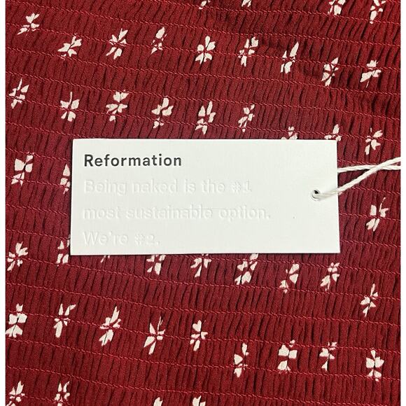Reformation Pinto Floral Print Smocked Blouse Puff Sleeves Red Plus Size 3X NEW - Picture 6 of 7